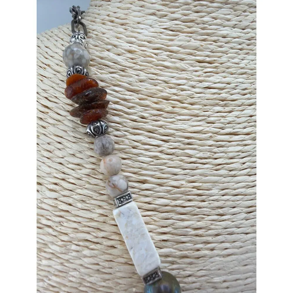Bohemian Goddess Statement Necklace: Agate, Amber, Magnesite & Jasper